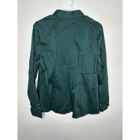 New York And Company 7th Avenue Dark Green Long Sleeve Button Up Shirt Sz Large - Picture 8 of 10